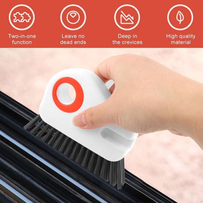 YOSINXU 2Pcs 2 in 1 Groove Cleaning Brush, Window Track Cleaning Tools with Hidden Scraper, Multifunctional Hard Bristle Grip Brush for Sliding Door Track, Window Sill - Image 5